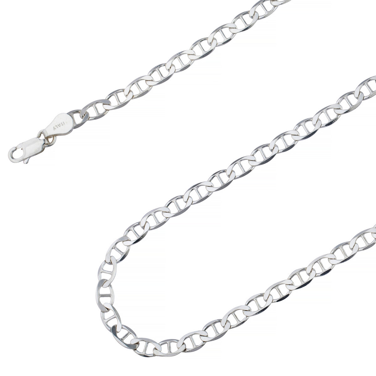 STERLING SILVER MARINER/GUCCI NECKLACE, 24 INCHES 4MM THICK