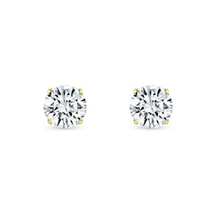 1.30 Carat TW Real Natural Round Diamond Solitaire Stud Earrings 14K Yellow Gold