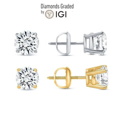 1.50 Carat IGI Certified Lab Grown Diamond Stud Earrings Solitaire Color D VS