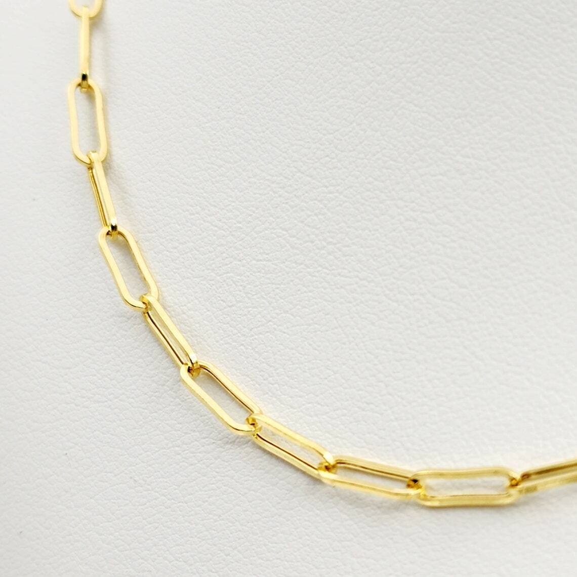 14K Yellow Gold 4mm Paperclip Link Chain Necklace, Elongated, 16'' 18'' 20''