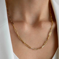 14K Yellow Gold 4mm Paperclip Link Chain Necklace, Elongated, 16'' 18'' 20''