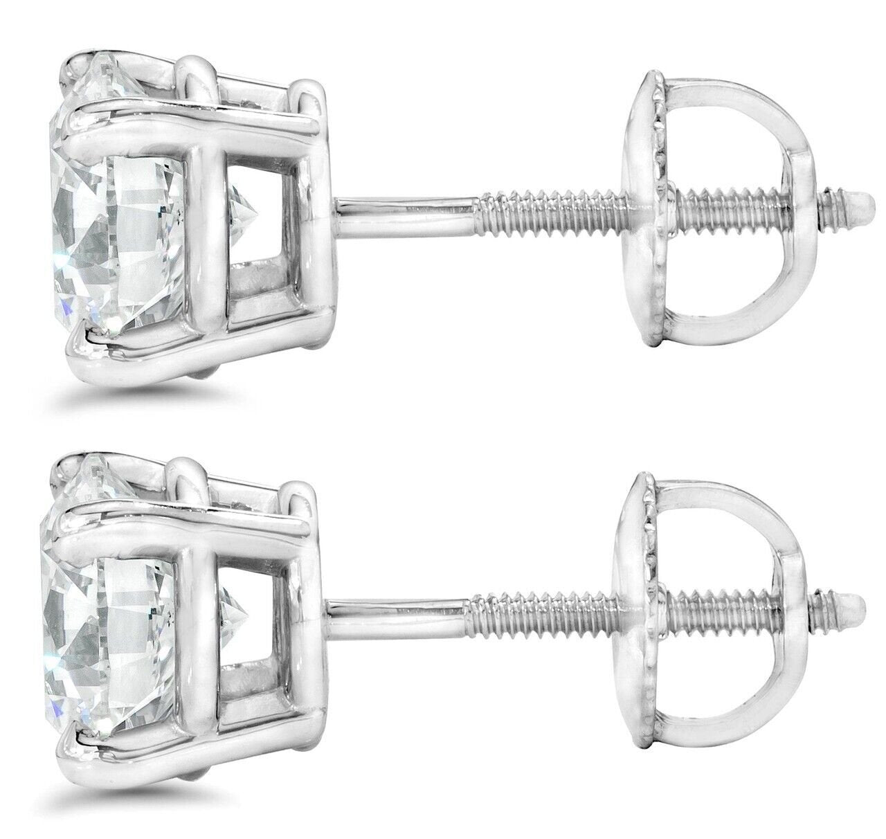 screw back safety diamond studs earrings grown 1ct