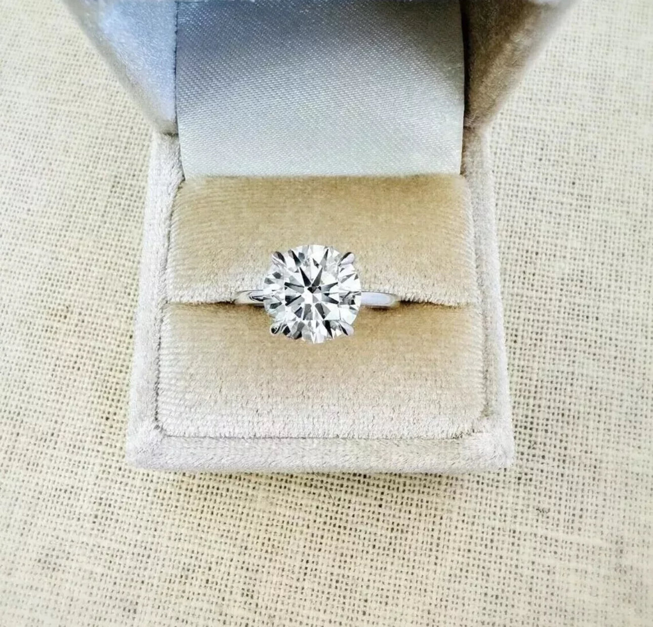 4.50 Ct E VS1 Round Cut Solitaire Lab Grown Diamond Ring IGI Certified Platinum 950 Size #3.75