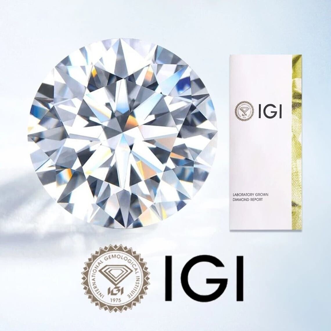 IGI Certified 2.81 Carat D VS1 Round Lab Grown Diamond Ring 14k Gold Size 5.5