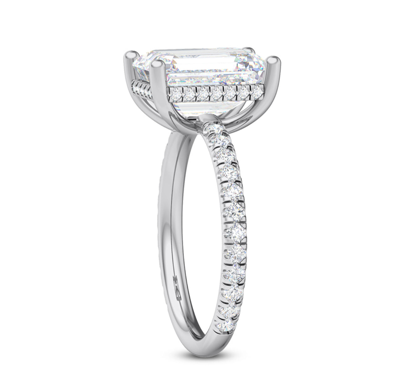 IGI Certified E VS1 3.50 Carat Emerald Cut Halo Engagement Ring 14k White Gold