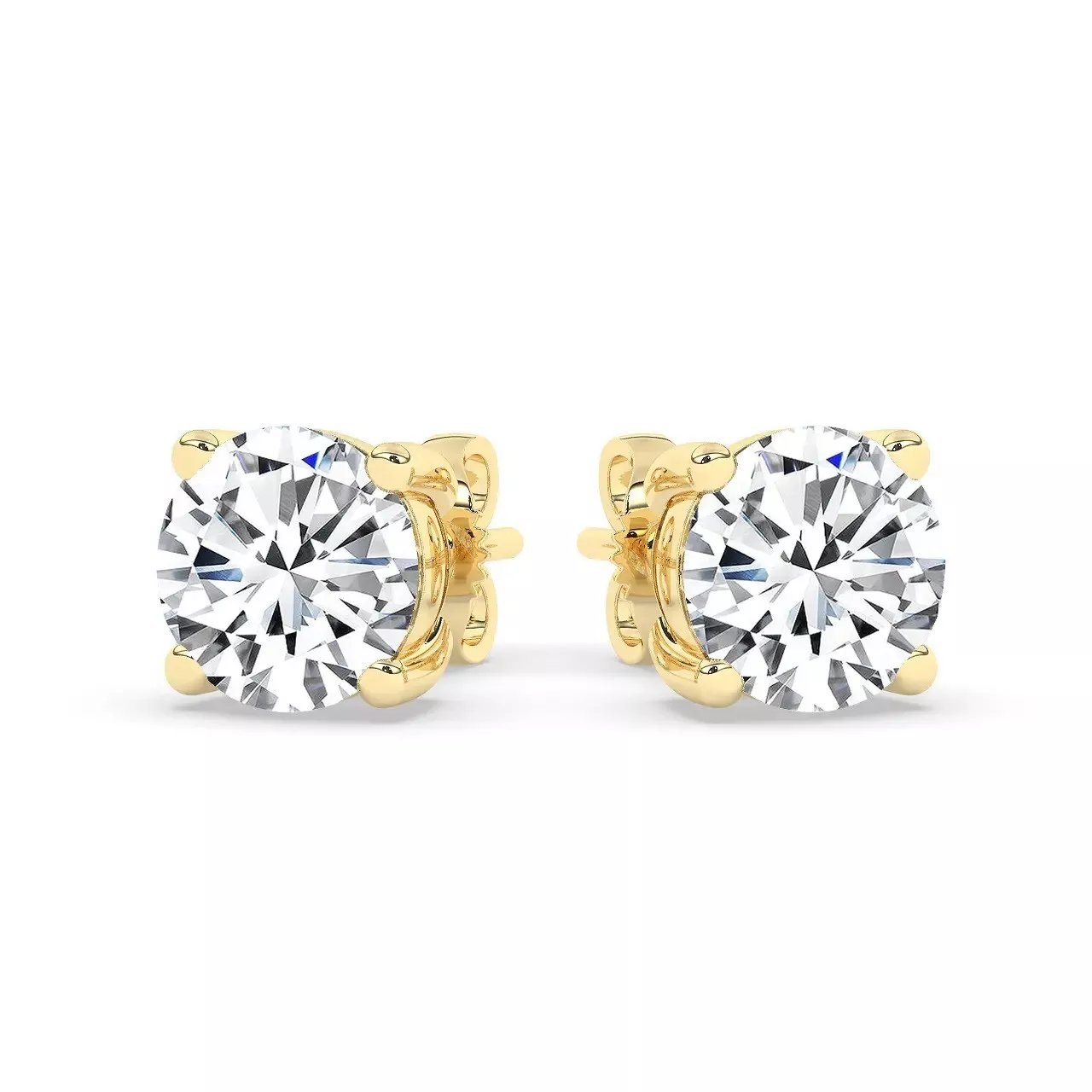 8.00 Ct G VS1 Round Cut Lab Grown Diamond Stud Earrings 14k Gold Push Backs