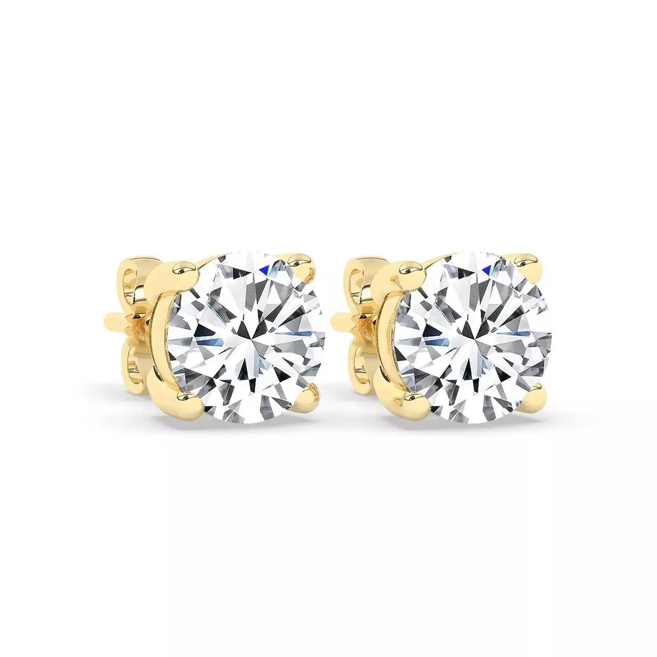 8.00 Ct G VS1 Round Cut Lab Grown Diamond Stud Earrings 14k Gold Push Backs