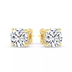 8.00 Ct G VS1 Round Cut Lab Grown Diamond Stud Earrings 14k Gold Push Backs