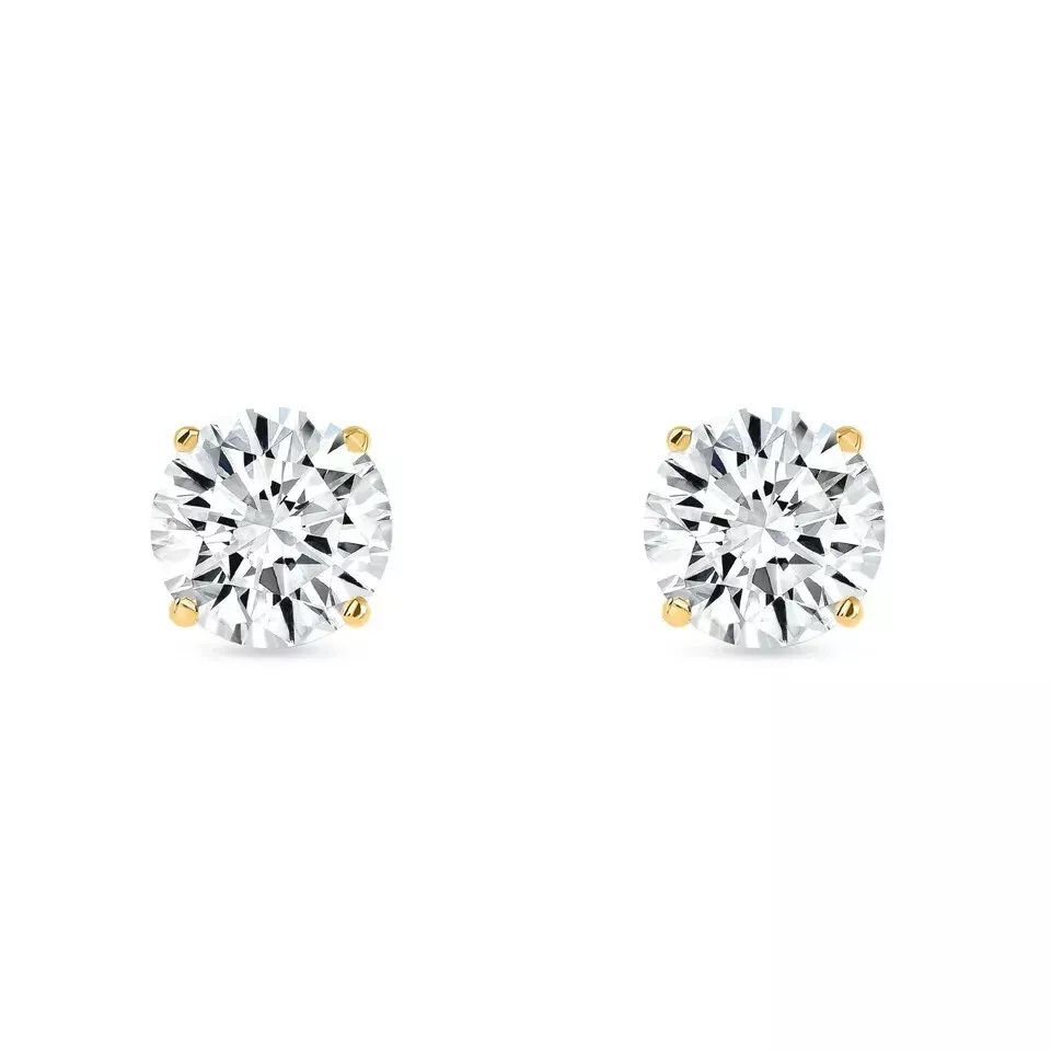 5.00 Ct F VS1 Round Cut Lab Grown Diamond Stud Earrings 14k Gold Screw Backs