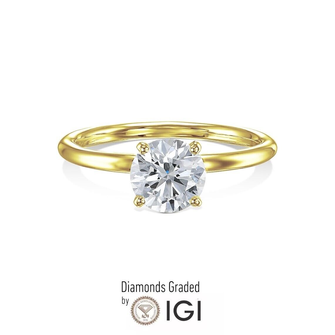 IGI Certified 2.00 Carat D VS1 Lab Grown Diamond Engagement Ring 14k Yellow Gold