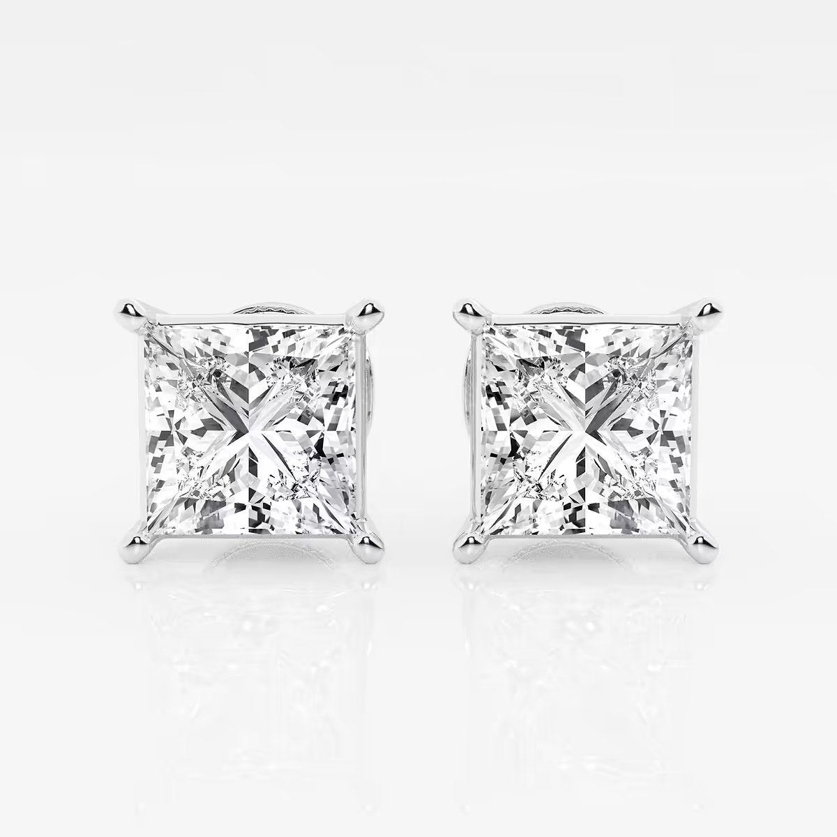 Princess Cut 5.20 Ctw Lab Grown Giamond Stud Earrings 14Kt IGI certified G VS1