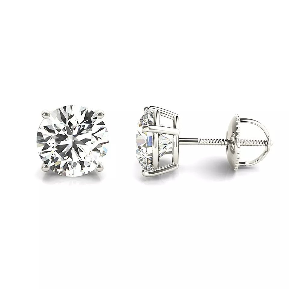 14K Gold Lab Grown Diamond Stud Earrings IGI Certified 5.00 Carat D VS1