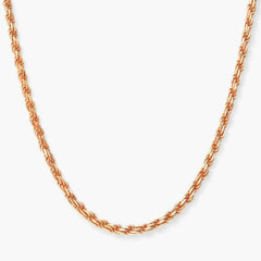 14K Rose Gold Plated Over 925 Silver Rope Chain Men's Women's 2mm Italian