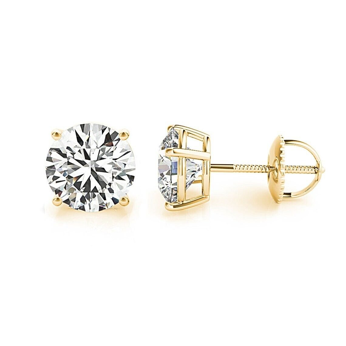 14K Gold Lab Grown Diamond Stud Earrings IGI Certified 3.00 Carat COLOR E VVS2