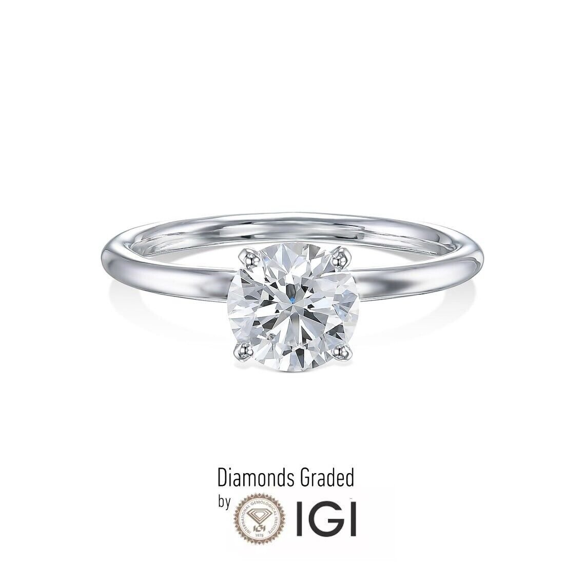 IGI Certified 2.00 Carat D VS1 Lab Grown Diamond Engagement Ring 14k White Gold