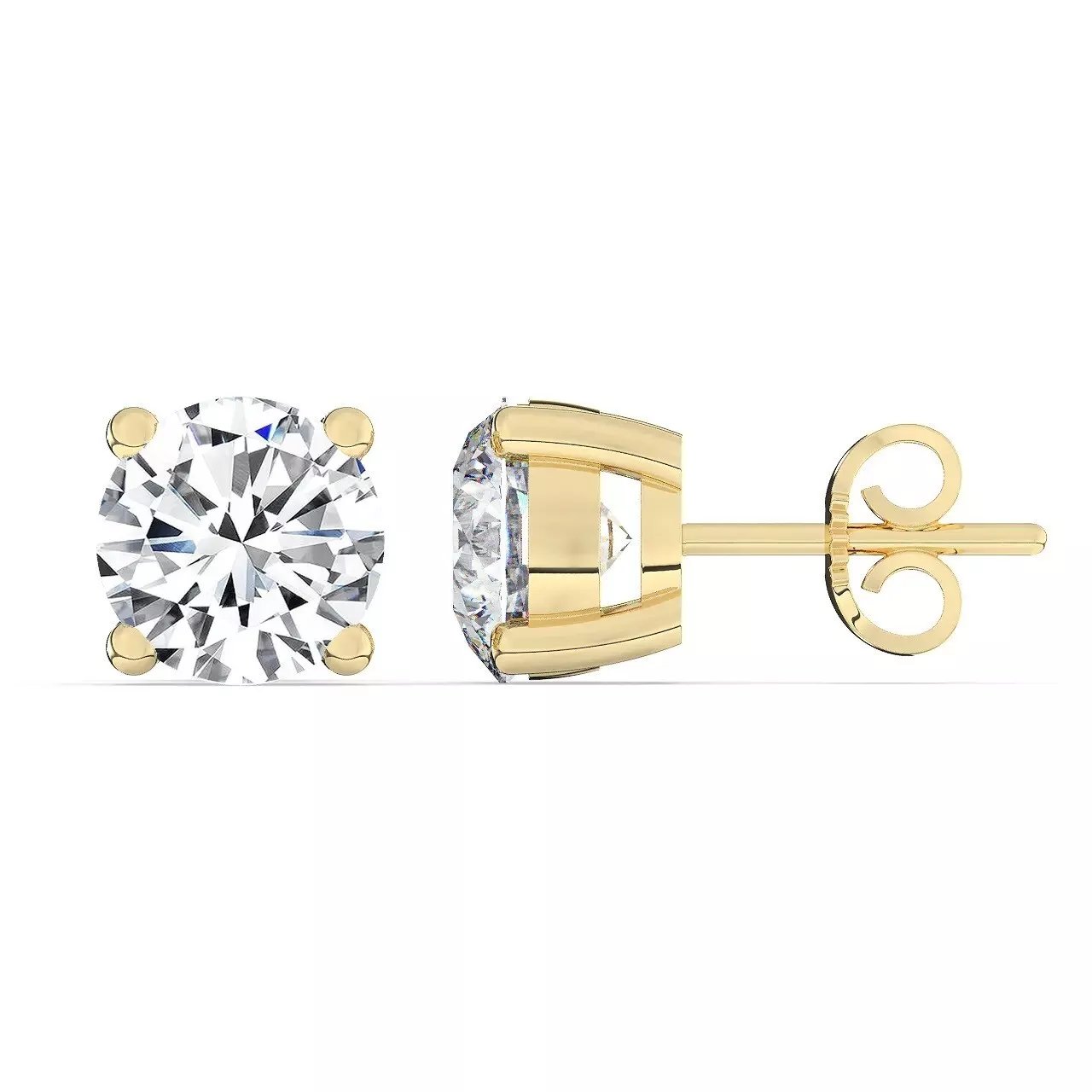 5.00 Ct F VS1 Round Cut Lab Grown Diamond Stud Earrings 14k Gold Push Backs