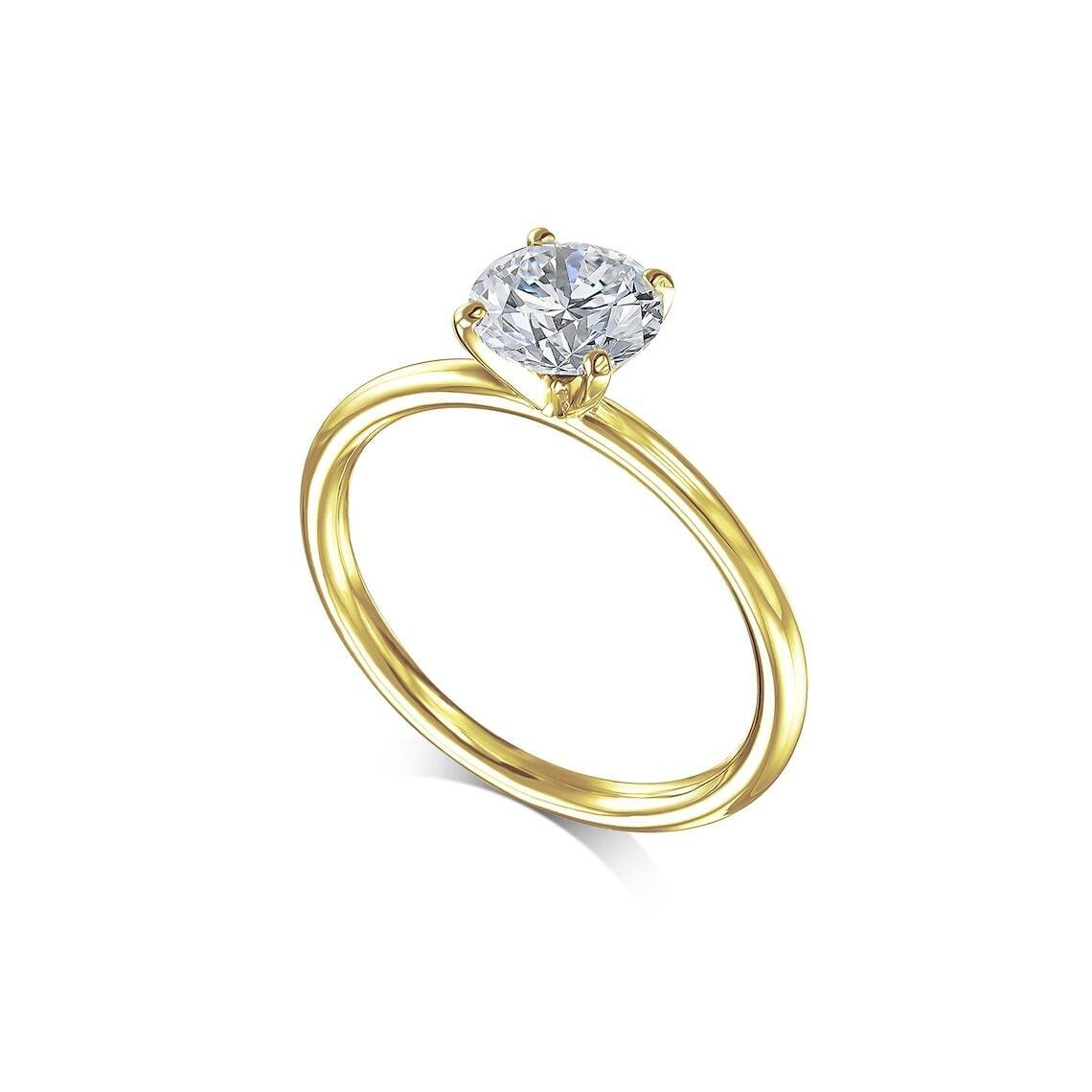 IGI Certified 1.00 Carat F VS1 Lab Grown Diamond Engagement Ring 14k Yellow Gold