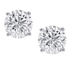 1/2ct TW Natural Round Diamond Solitaire Stud Earrings 14K White Gold Color G