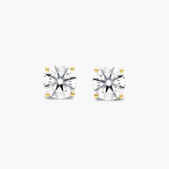 1/2ct TW Natural Round Diamond Solitaire Stud Earrings 14K Yellow Gold NEW