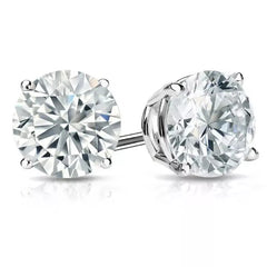 5.00 Ct F VS1 Round Cut Lab Grown Diamond Stud Earrings 14k Gold Push Backs