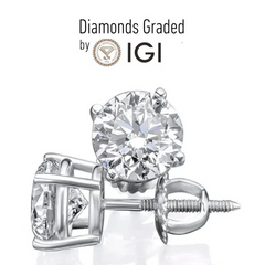 IGI CERTIFIED 3.15 Ct Real Lab Grown Diamond Studs Earrings in 14k White Gold D VVS2