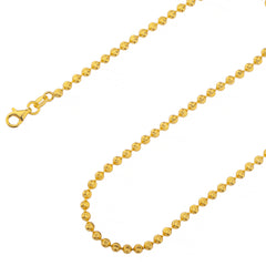 925 Sterling Silver 3mm Moon Cut Bead Ball Gold Plated Chain