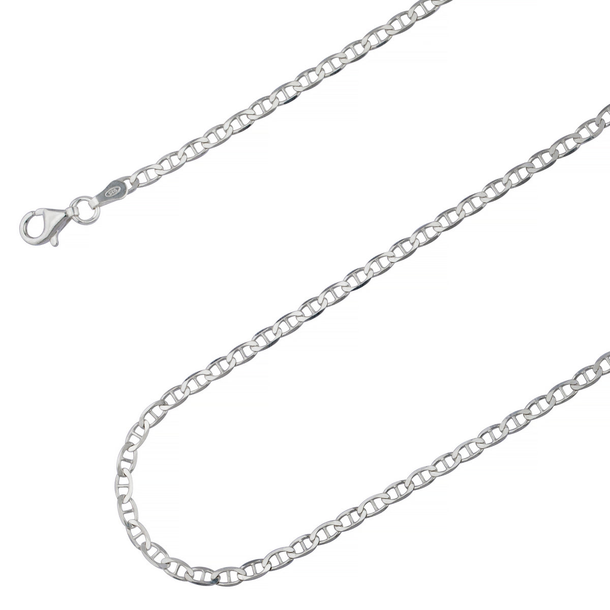 925 Sterling Silver 3mm Flat Mariner Gucci Chain