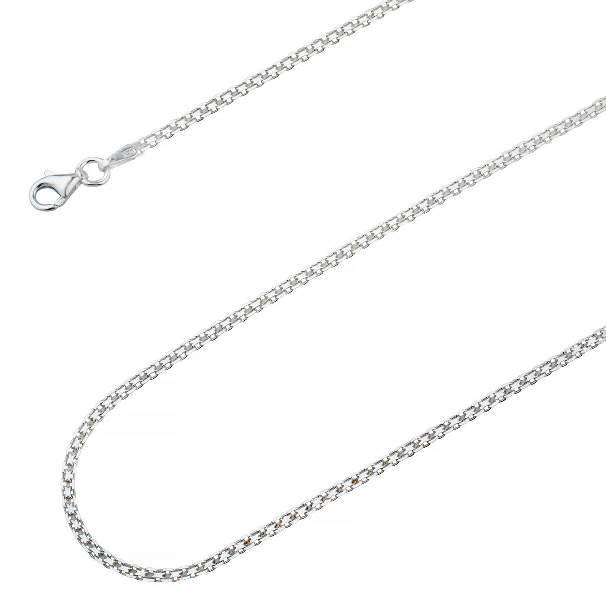 925 Sterling Silver 2mm Flat Bismark Chain