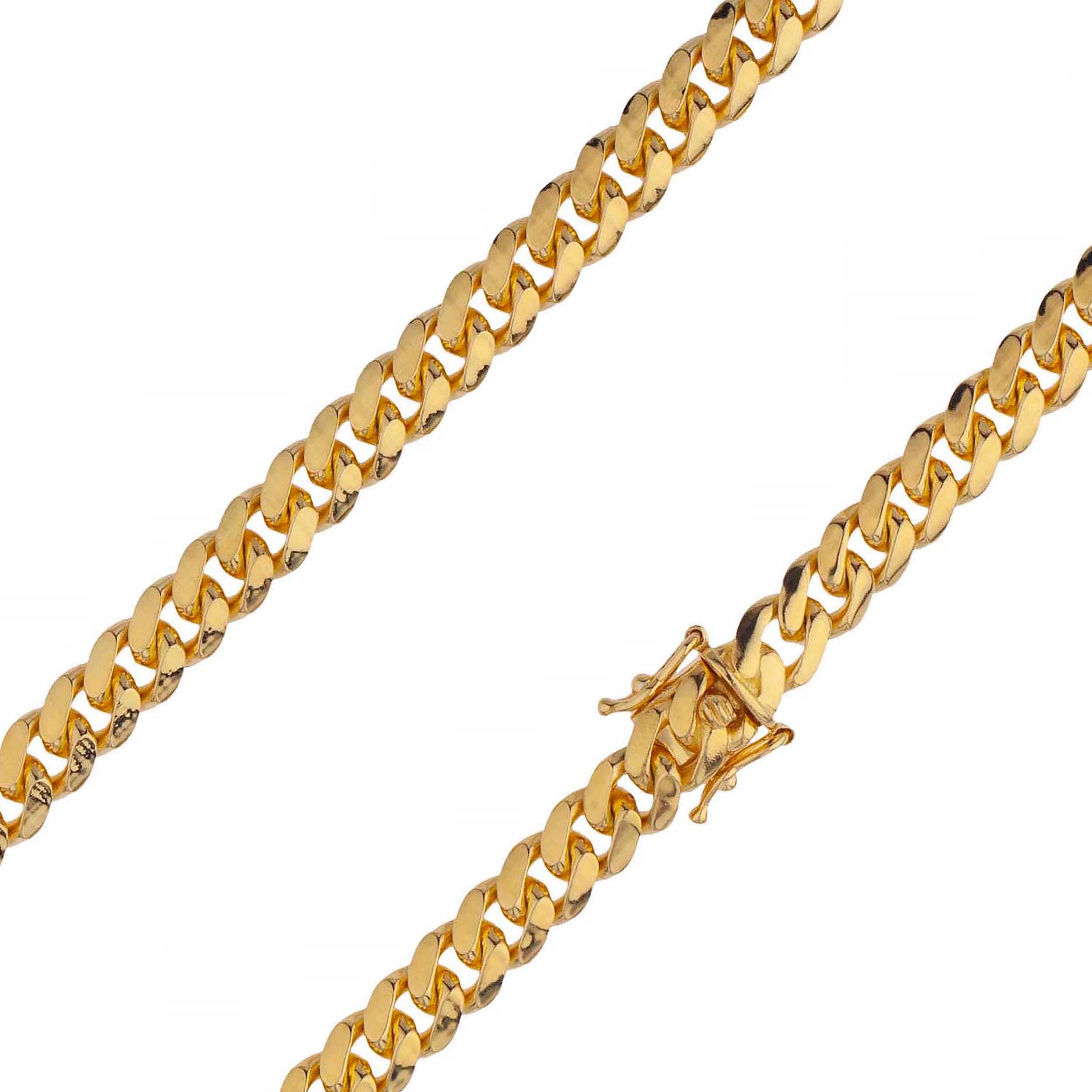 925 Sterling Silver 7mm Miami Cuban Link Gold Plated Chain