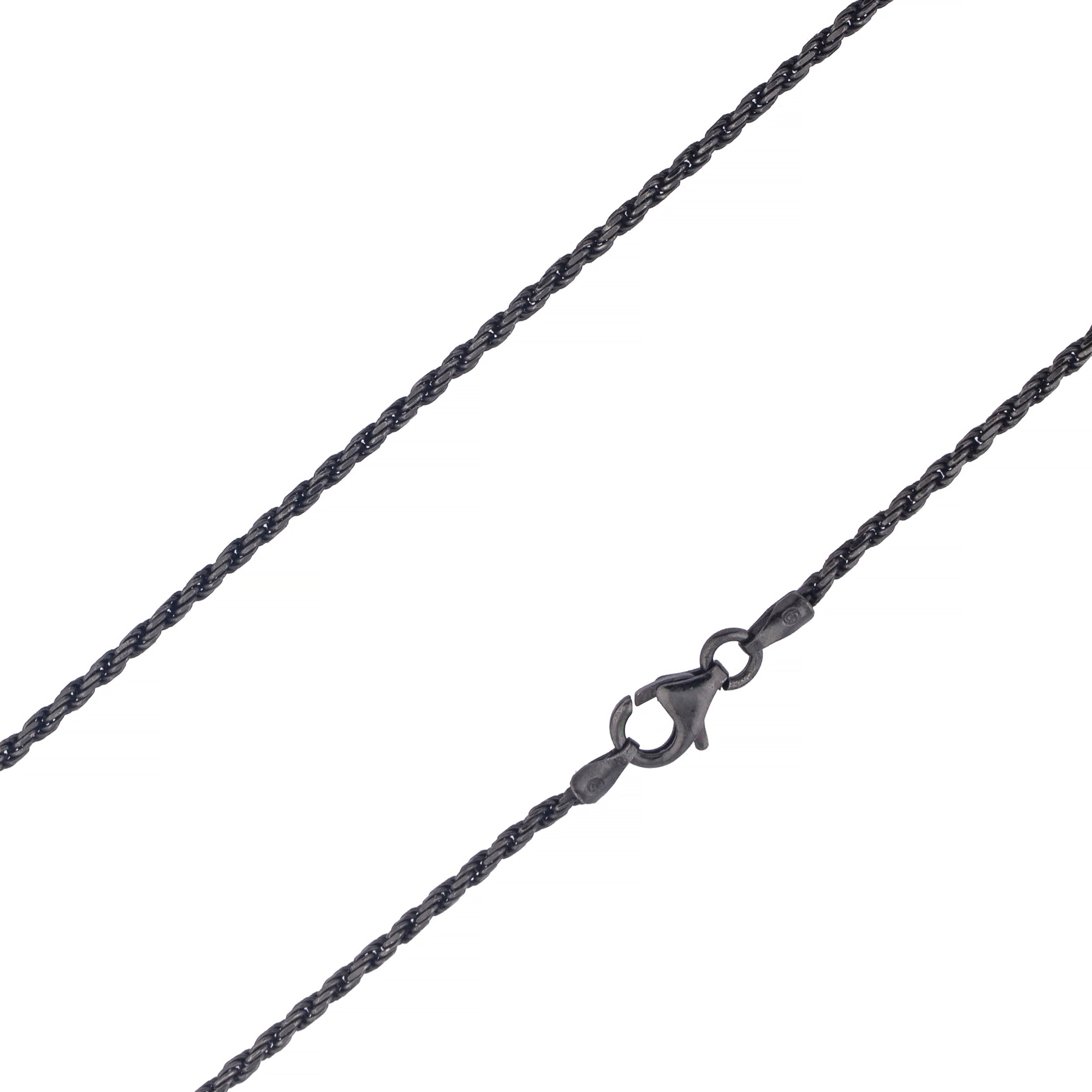 925 Sterling Silver 1.5mm Rope Diamond Cut Black Rhodium Chain
