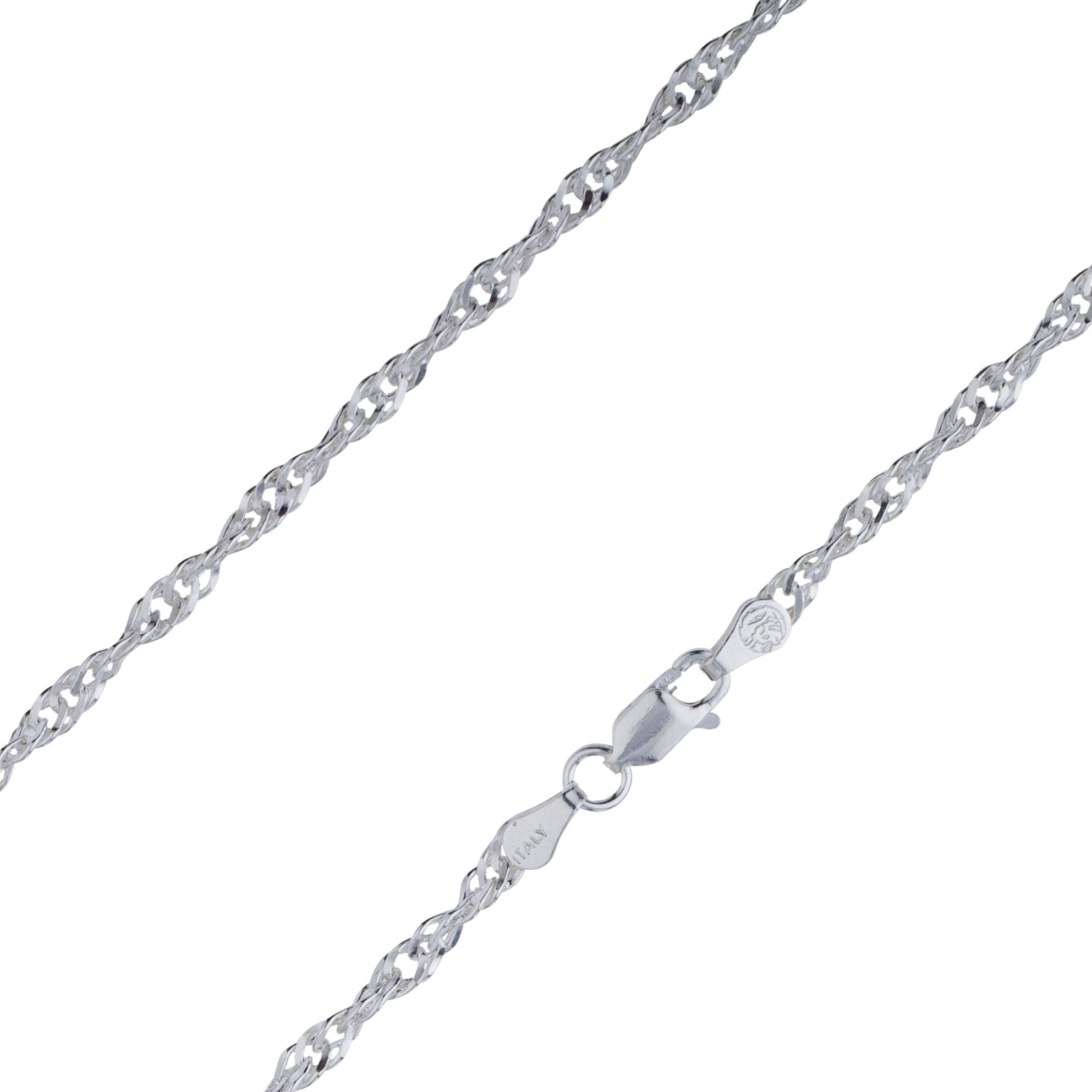 925 Sterling Silver 1.5mm Singapore Twisted Link Chain