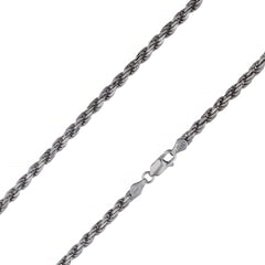 925 Sterling Silver 3.5mm Solid  Rope Diamond Cut Rhodium Chain