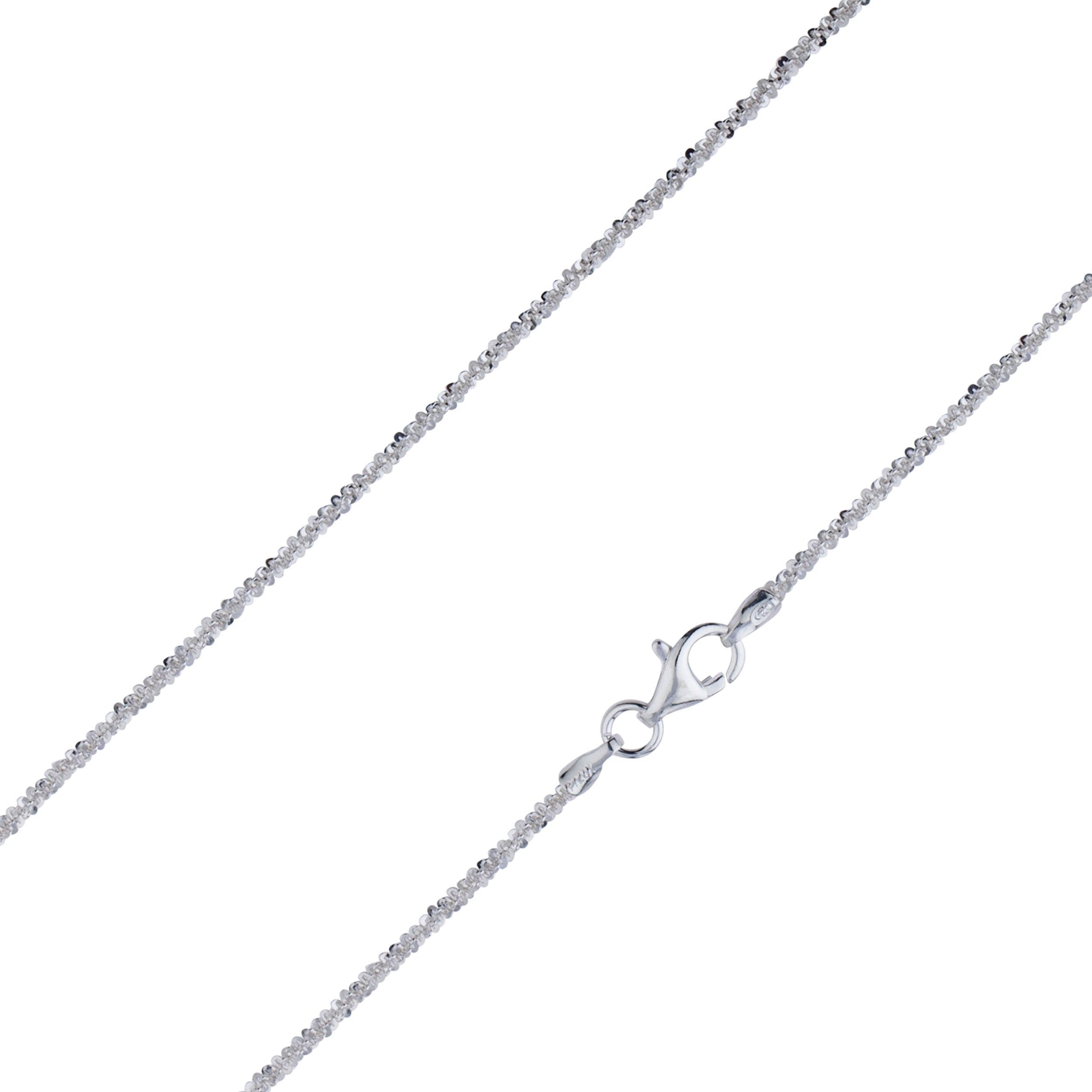 925 Sterling Silver 2mm Twisted Margarita Rock Chain