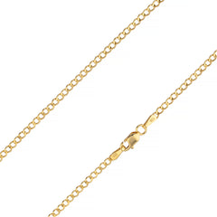 14K Yellow Gold 2mm Hollow Cuban Curb Link Chain