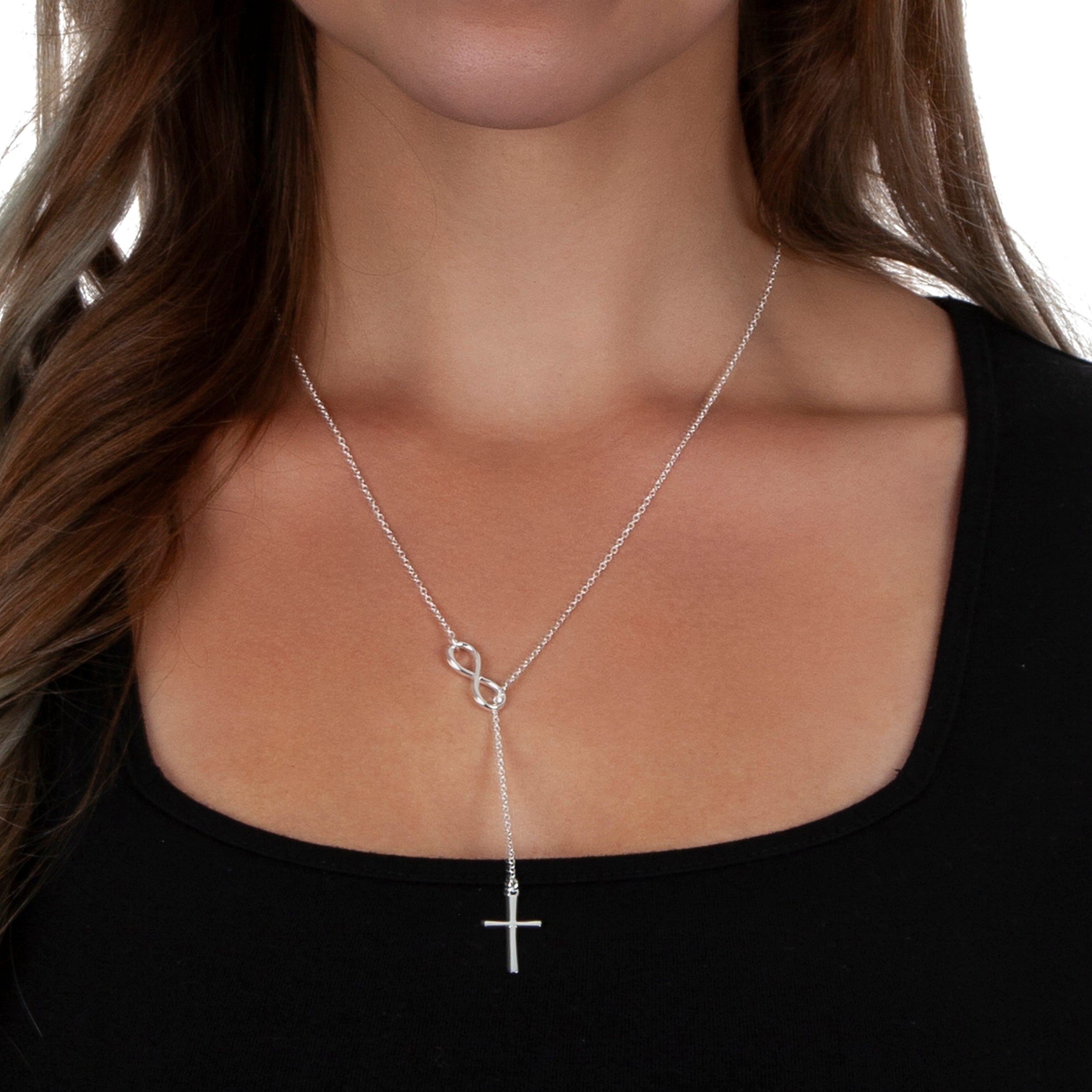 925 Sterling Silver Infinity Cross Necklace