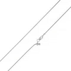 925 Sterling Silver 1.5mm Adjustable Round Snake Rhodium Plated Chain