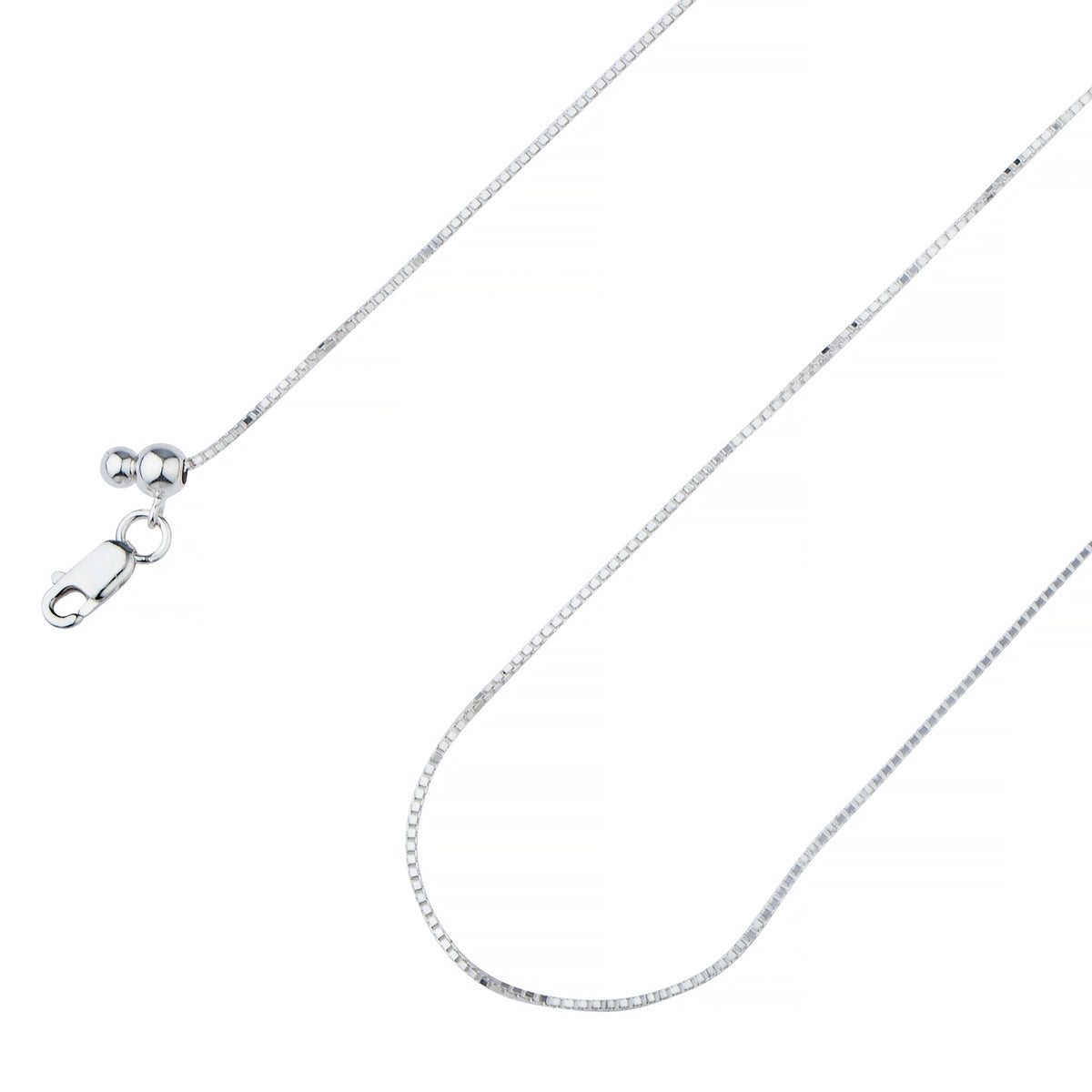 925 Sterling Silver 1mm Adjustable Square Box Chain