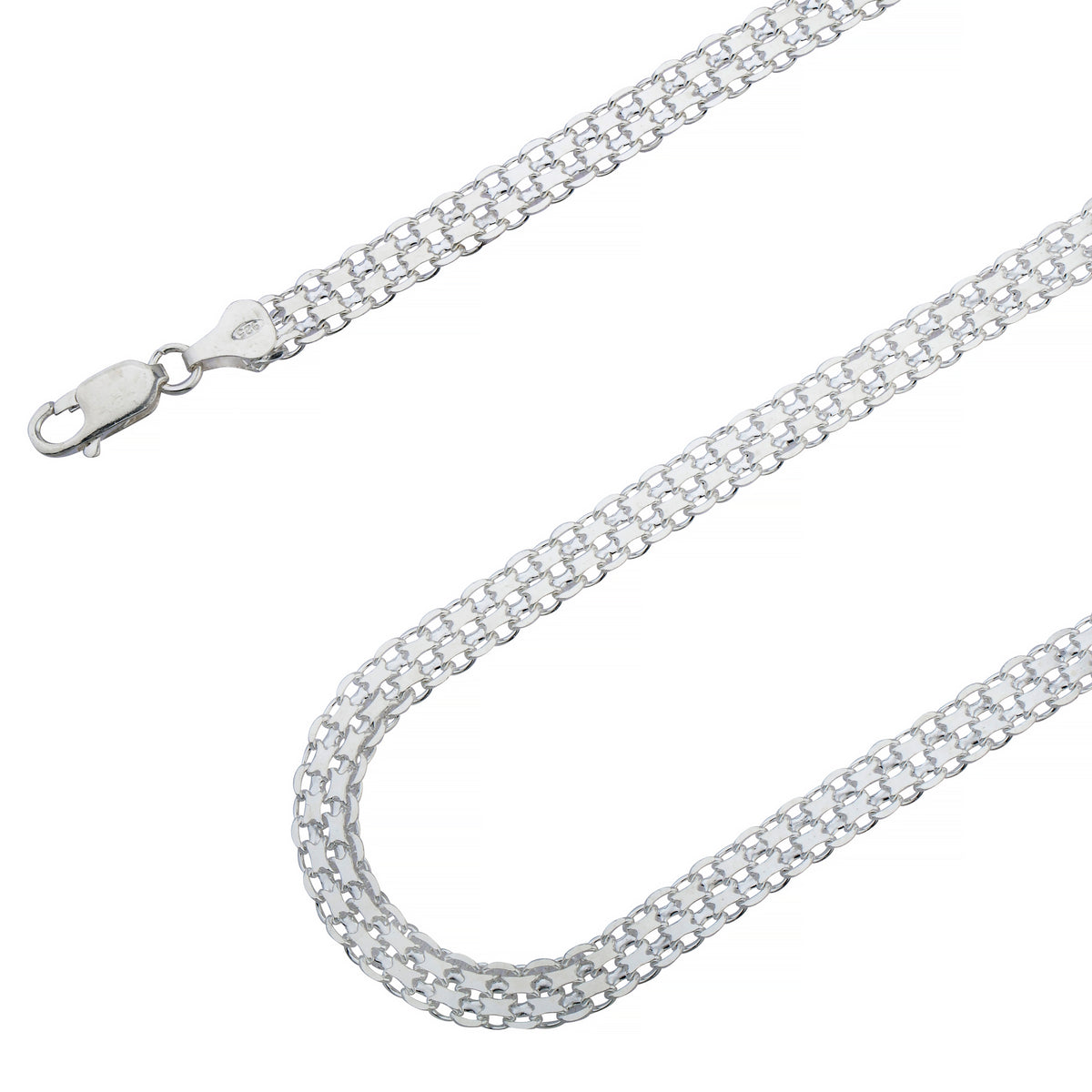 925 Sterling Silver 6mm Flat Bismark Chain