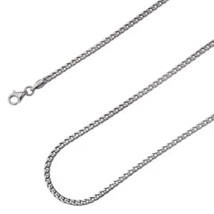 925 Sterling Silver 1.5mm Franco Foxtail Rhodium Chain