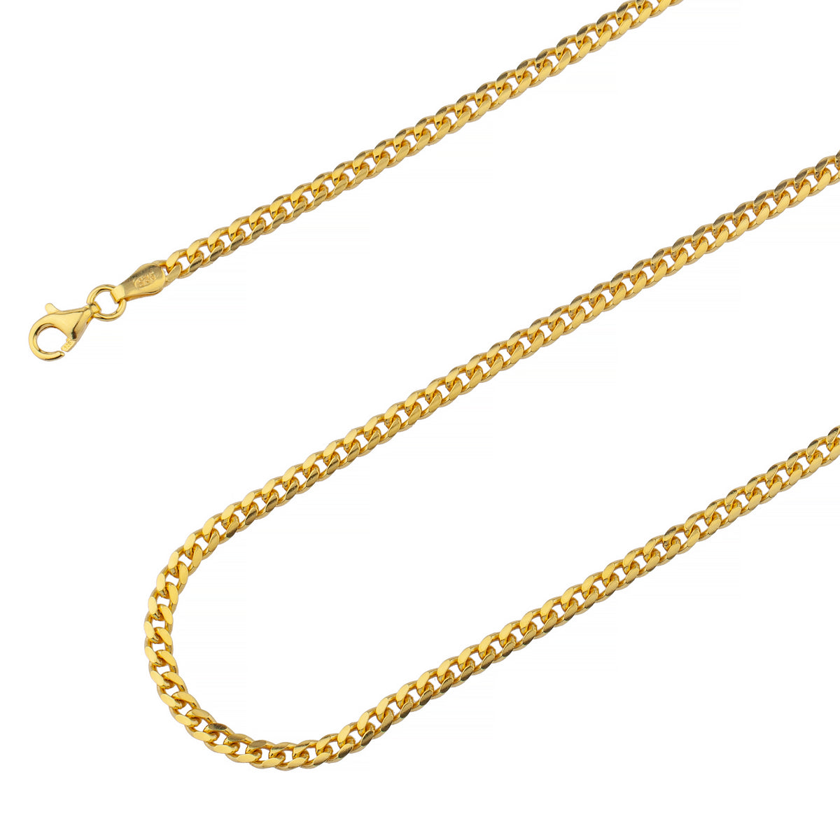 925 Sterling Silver 3.2mm Miami Cuban Gold Plated Chain