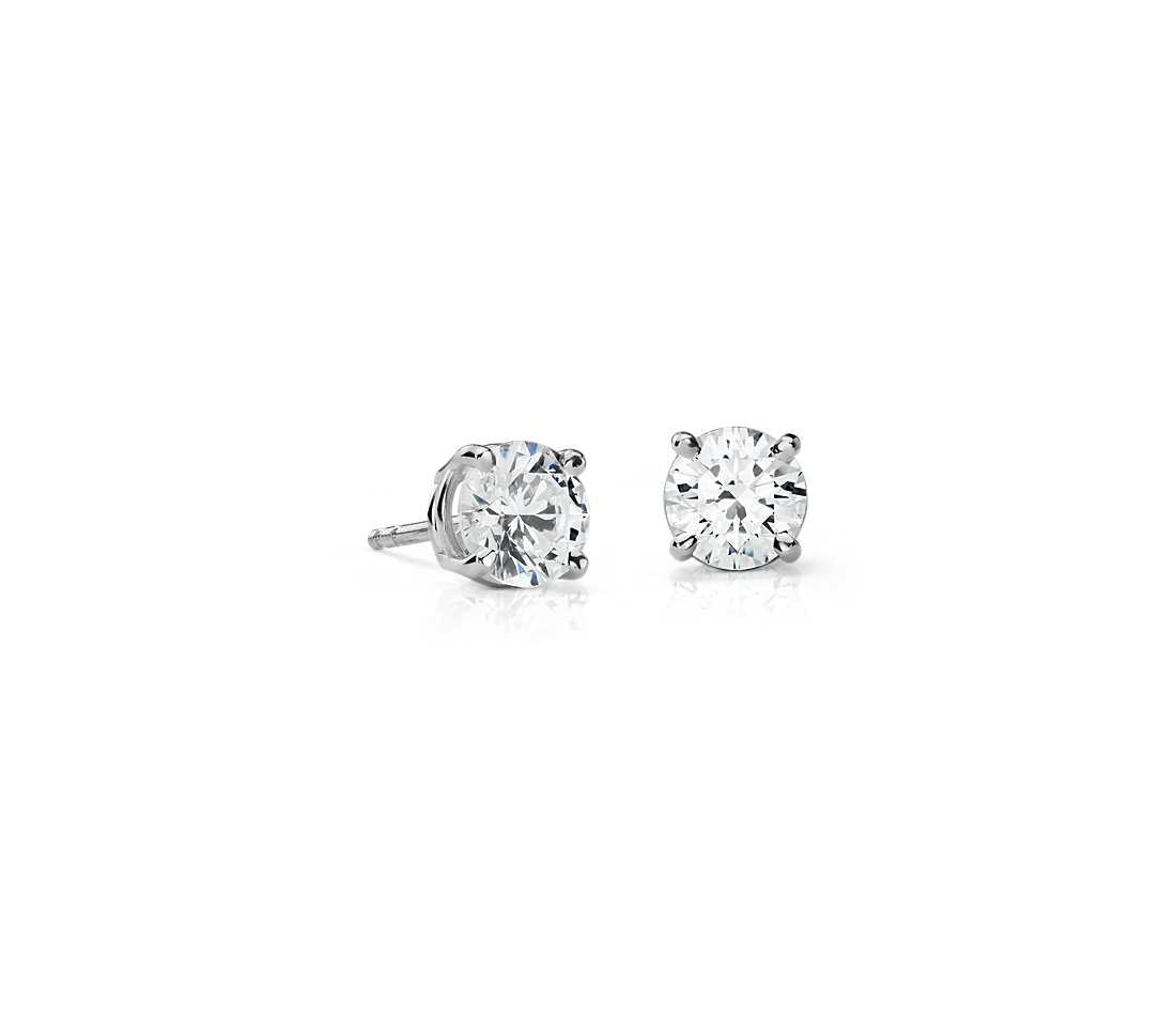 14k White Gold Brilliant Round Basket Setting Studs