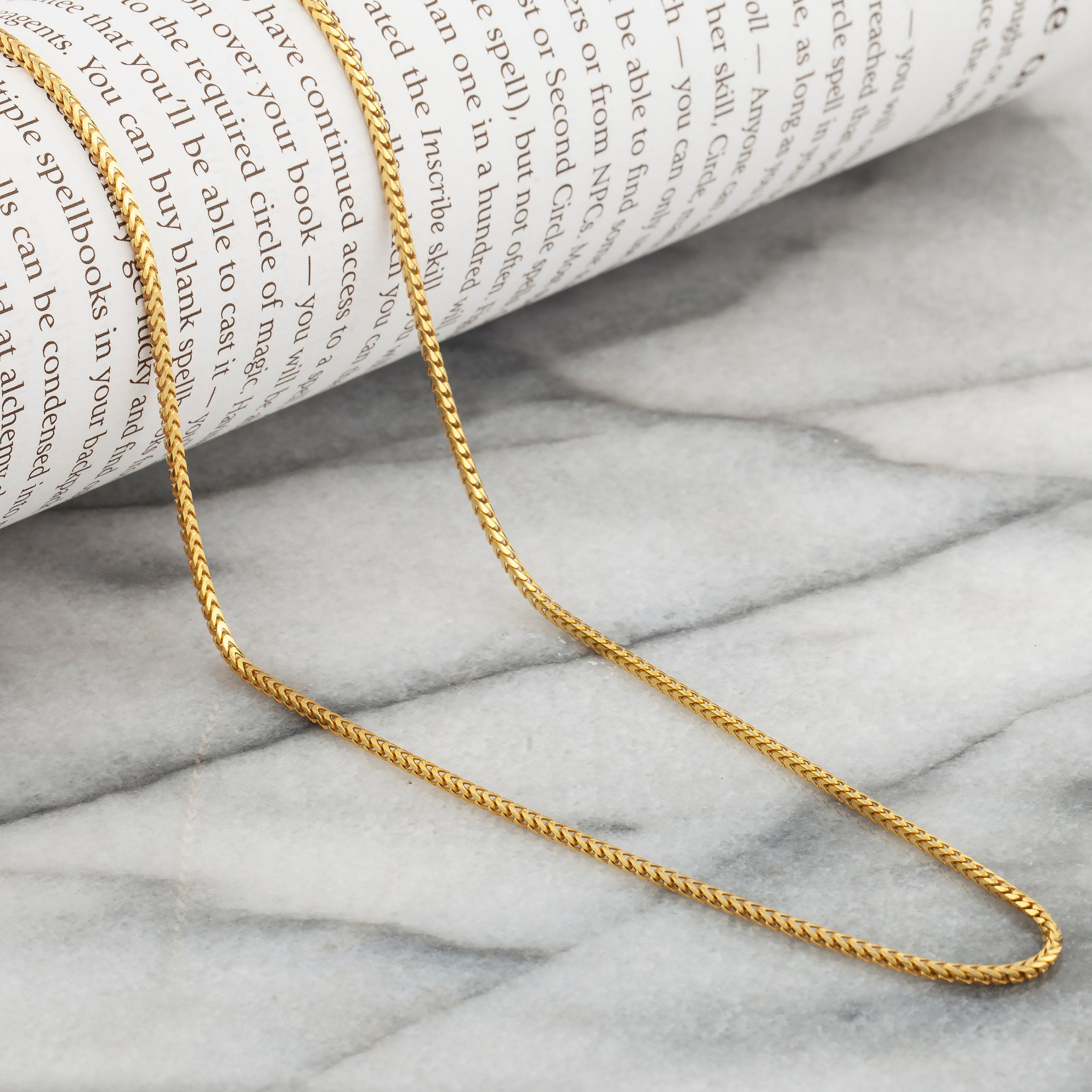 925 Sterling Silver 1.5mm Franco Foxtail Gold Plated Chain