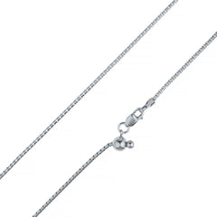 925 Sterling Silver 1.5mm Adjustable Round Box Venetian Rhodium Plated Chain