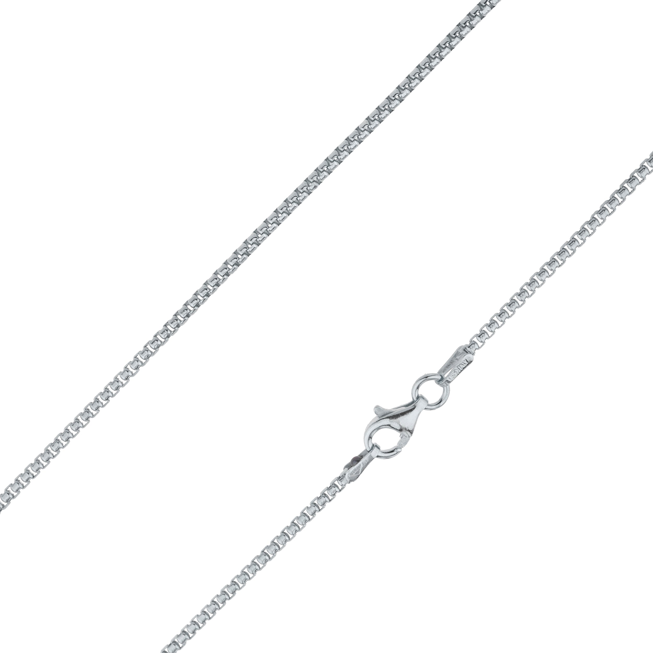 925 Sterling Silver 1.5mm Round Box Venetian Rhodium Chain